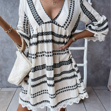 Load image into Gallery viewer, Striped Print Lace ,Bohemian Mini Dress,Boho Sundress