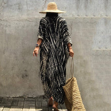 Load image into Gallery viewer, Stripe Print,Bohemian Maxi Dress , Boho Kimono