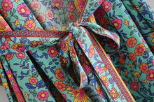 Load image into Gallery viewer, Green Floral Print,Bohemian Kimono,Boho Robe