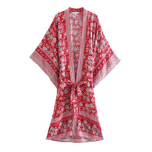 Load image into Gallery viewer, Floral Print ,batwing Sleeves ,Boho robe Kimono