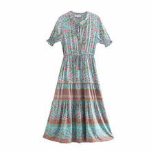 Load image into Gallery viewer, Ruffles Floral,Bohemian Midi Dress ,Boho Dress