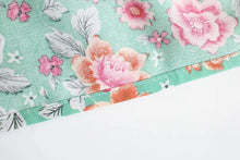 Load image into Gallery viewer, Green Floral Print,Boho Strapless Dress,Boho Maxi Dress