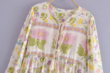 Load image into Gallery viewer, Beige Floral Print,Bohemian Maxi Dress,Boho Dress