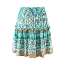 Load image into Gallery viewer, Boho Sets,Mini Tops and Skirts,Green Floral Print