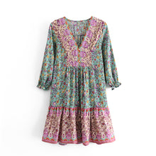 Load image into Gallery viewer, Floral print,deep V-neck,mini dress ,Boho dresses