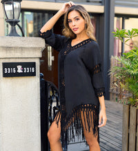 Load image into Gallery viewer, Hollow Out Backless, Bohemian Mini Dress, Boho Cover-ups