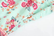 Load image into Gallery viewer, Green Floral Print,Boho Strapless Dress,Boho Maxi Dress