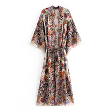 Load image into Gallery viewer, Multi Floral print ,Boho Kimono robe,Bikini Cover-ups