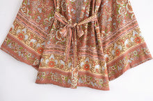 Load image into Gallery viewer, Horse Floral print , Bohemian kimono ,Boho cover-ups