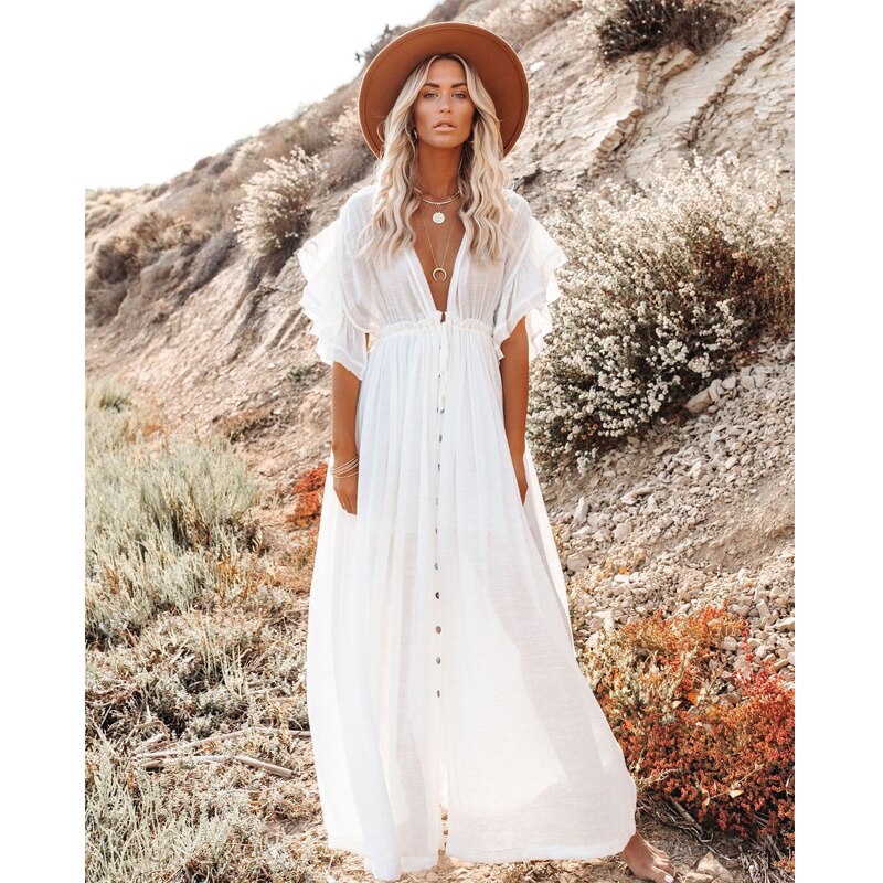 Beach Dress,Maxi Dress, White Lace – Boho Queens