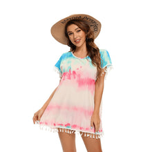 Load image into Gallery viewer, Rainbow Hollow Out ,Bohemian Mini Dress, Boho Sundress