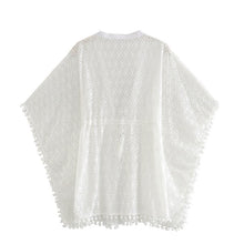 Load image into Gallery viewer, Boho Robe,Short Kimono ,White Cover-ups