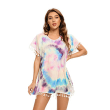 Load image into Gallery viewer, Rainbow Hollow Out ,Bohemian Mini Dress, Boho Sundress