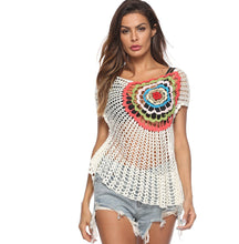Load image into Gallery viewer, Rainbow Hollow Out ,Boho Mini Dress,Beach Cover-ups