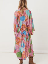 Load image into Gallery viewer, Multi Floral Print ,Sashes Bohemian Kimono, Robe Bikini Cover-ups