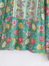 Load image into Gallery viewer, Green Floral Print,Bohemian Blouse Shirts ,Boho Tops