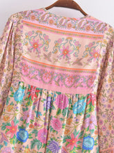Load image into Gallery viewer, Vintage Pink Floral ,Boho Blouses,Bohemian Shirts