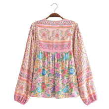 Load image into Gallery viewer, Vintage Pink Floral ,Boho Blouses,Bohemian Shirts