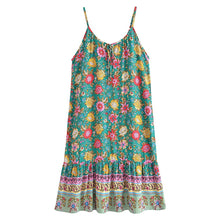 Load image into Gallery viewer, Green Floral Sleeveless ,Beach Bohemian Dress,Boho Midi Dress Robe
