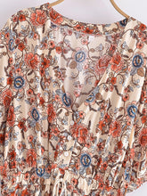 Load image into Gallery viewer, Vintage Floral Print,Beach Bohemian Maxi Dress, Boho Dress Robe