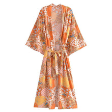 Load image into Gallery viewer, Multi Floral Print ,Sashes Bohemian Kimono, Robe Bikini Cover-ups