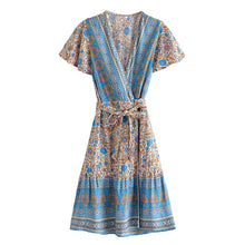 Load image into Gallery viewer, Pink Floral Print,Beach Mini Dress,Boho Dresses