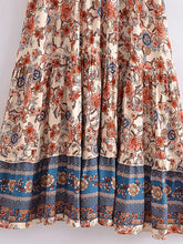 Load image into Gallery viewer, Vintage Floral Print,Beach Bohemian Maxi Dress, Boho Dress Robe