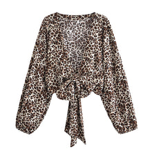 Load image into Gallery viewer, Leopard Print Shirt,Bohemian Blouses,Beach Boho Cover-up
