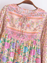 Load image into Gallery viewer, Vintage Pink Floral ,Boho Blouses,Bohemian Shirts