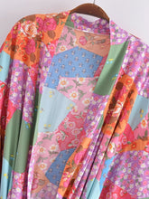 Load image into Gallery viewer, Multi Floral Print ,Sashes Bohemian Kimono, Robe Bikini Cover-ups