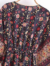 Load image into Gallery viewer, Black Floral Print,Bohemian Maxi Dresses,Beach Boho Robe