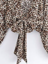 Load image into Gallery viewer, Leopard Print Shirt,Bohemian Blouses,Beach Boho Cover-up