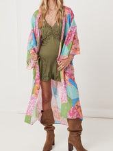 Load image into Gallery viewer, Multi Floral Print ,Sashes Bohemian Kimono, Robe Bikini Cover-ups