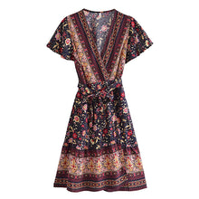 Load image into Gallery viewer, Pink Floral Print,Beach Mini Dress,Boho Dresses