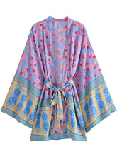 Load image into Gallery viewer, Floral Print Robe,Bohemian Kimono,Boho Cover-ups