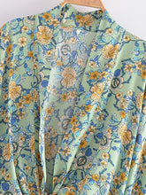 Load image into Gallery viewer, Floral Print Short Robe,Boho Cover-ups