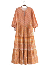 Load image into Gallery viewer, Floral Bohemian Maxi Dress,Half Sleeve Vestidos