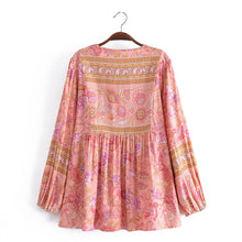 Load image into Gallery viewer, Pink Floral Print,Bohemian Shirt ,Boho Blouse