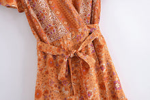 Load image into Gallery viewer, Pink Floral Print,Beach Mini Dress,Boho Dresses