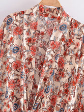 Load image into Gallery viewer, Floral Print Short Robe,Boho Cover-ups