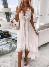 Load image into Gallery viewer, Tassel Maxi Dress,Lace Boho Dresses