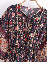 Load image into Gallery viewer, Black Floral Print,Bohemian Maxi Dresses,Beach Boho Robe