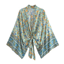 Load image into Gallery viewer, Floral Print Short Robe,Boho Cover-ups