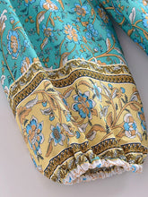 Load image into Gallery viewer, Green Floral Print,Beach Bohemian Maxi Dress,Boho Robe