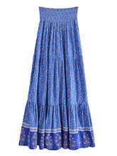 Load image into Gallery viewer, Green Floral Print , Bohemian Pleated Skirt,Boho Maxi Skirts