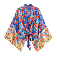 Load image into Gallery viewer, Floral Print Short Robe,Bikini Boho Cover-ups