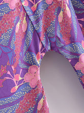 Load image into Gallery viewer, Boho Kimono ,Short Robe,Bikini Cover Ups ,Purple Floral