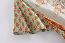 Load image into Gallery viewer, Green Floral Print,Beach Wrap Mini Dress,Boho Dresses