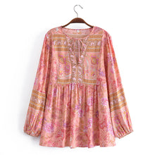 Load image into Gallery viewer, Pink Floral Print,Bohemian Shirt ,Boho Blouse