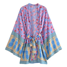 Load image into Gallery viewer, Floral Print Robe,Bohemian Kimono,Boho Cover-ups